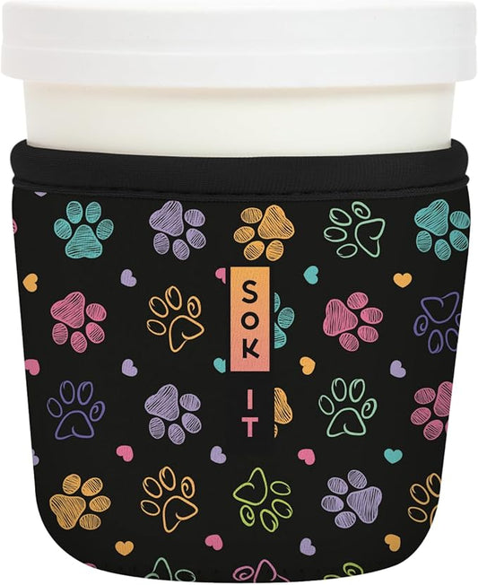Sok It IceCreamSok Insulated Neoprene Cover (Furry Footprints, Tapered Ice Cream Pints)
