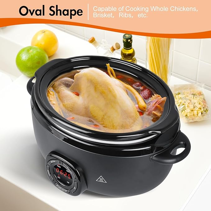 7-Quart Programmable Slow Cooker with Nonstick Removable Ceramic Pot, 3 Temp Settings, Dishwasher Safe