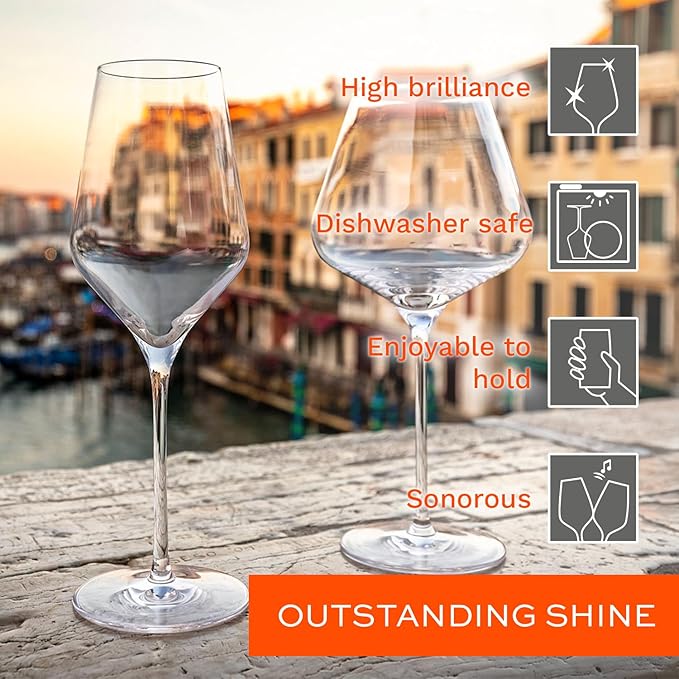 Stölzle Lausitz White Wine Glasses Set of 4 (QUATROPHIL). Dishwasher Safe, Crystal Luxury Wine Glasses (14.25 floz). Genuine Stölzle Wine Glass Set