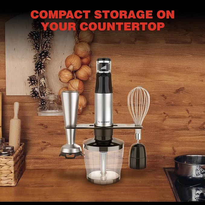 1100W Corded Hand Blender – 6-in-1 Stick Blender – Variable Speed Immersion Blender with Titanium Blades – Corded Blender with Whisk Chopper Frother Storage Holder & Silicone Cover