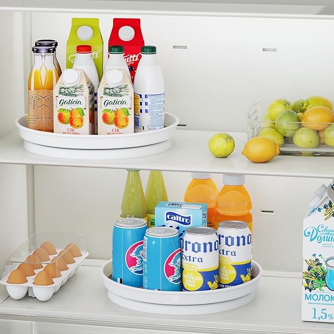 LAMU 1 Pack Lazy Susan Organizer, 10'' Lazy Susan Turntable for Cabinet, Table Top, Pantry, Refrigerator, Kitchen, Rustic Brown