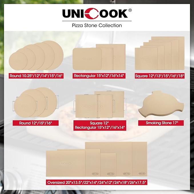 Unicook Extra Large Pizza Stone 24"x18" for 36"/ 48" Wall Ovens, Rectangular Baking Stone, Ideal for Baking Crispy Pizzas, Bread and Cookies, Weighs 16.9 lbs, Does Not Fit 30" Compact Ovens