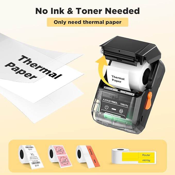 SUPVAN T50M Pro Bluetooth Label Maker Machine with Tape, Wide Waterproof Label, Versatile App with 40 Fonts and 450+ Icons, Inkless Labeler for Home, Kitchen, School, Office Organization, Black