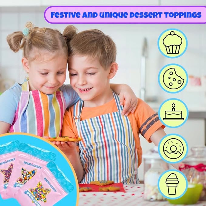 Manvscakes, pink sprinkles, valentines, cake sprinkles, gluten free, cookies, chocolate, fondant, princess topping, ice cream, edible, dessert decoration (Pink Blue)