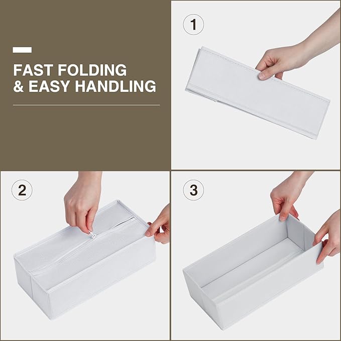 DIMJ Drawer Organizer Clothes, 12 Pack Fabric Closet Organizers and Storage, Foldable Baby Clothes Organizer & Dresser Bin For Nursery, Bedroom, Closet, Socks, Bra, Tie,White