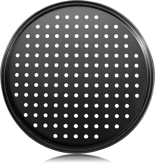 Pizza Steel Pan for Oven, Pizza Crisper Pan with Holes 12 Inch, Nonstick Round Pizza Baking Sheet Oven Tray, Perforated Carbon Steel Pizza Bakeware For Home Restaurant Kitchen Baking