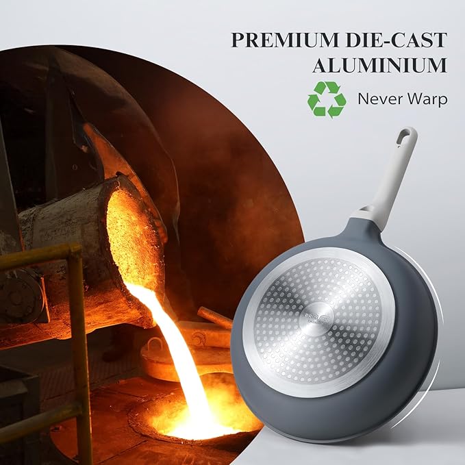 Nonstick Ceramic Frying Pan with Lid, Non Toxic Skillet, Healthy Egg & Omelet & Chef's Skillet, PTFE PFOA & PFAS Free, Induction Compatible. (10Inch W/L)