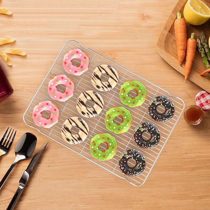 Baking Sheet with Rack Set, Yododo Set of 4 (2 Sheets + 2 Racks), Stainless Steel Cookie Sheet Baking Pan Tray with Cooling Rack, Non Toxic & Heavy Duty & Easy Clean - Size of 10 inch