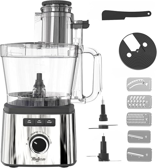 14-Cup Lemon Slicer Food-Processor - Large Feed Chute, 13 Speeds & Pulse, 3 Programs，Cheese Shredding, Cutting Fries, Meat Chopping, Shredding and Slicing, Mixing and Doughing, for Home Use