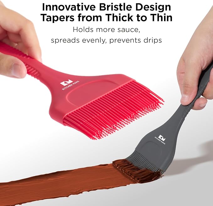 Kitchen Mama Platinum Silicone Extra Wide Pastry & Basting Brush Utensil Set – Heat Resistant, Dishwasher Safe, BBQ Grilling, Cooking, Baking, Perfect For Outdoor, and Butter, Egg Wash, Oil and Sauce
