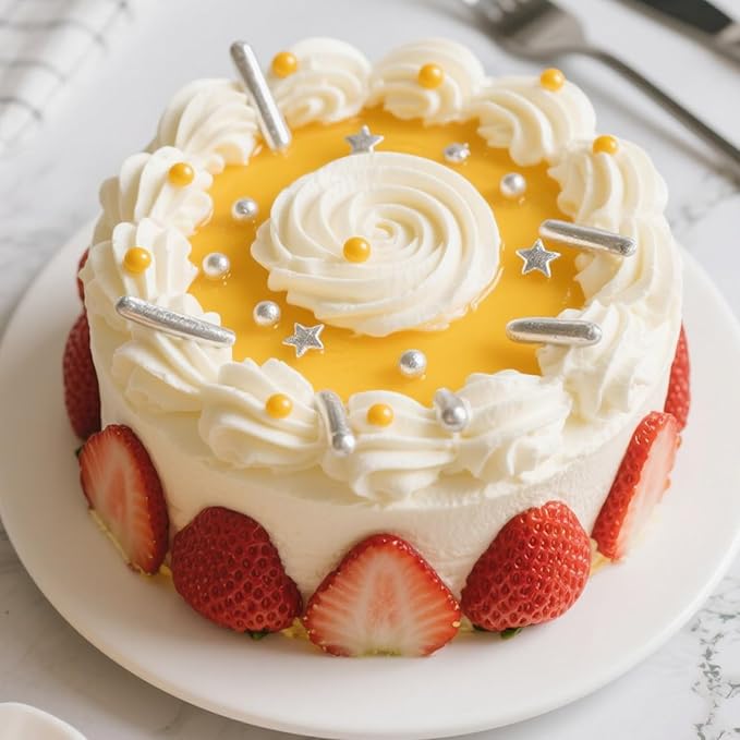 Silver Pearl Rods Star Sugar Sprinkles, Silver Sprinkles for Cake, Edible Pearls Baking Candy, 150g/5.29oz Mix Size, Cupcake Decoration, Wedding Party Supplies