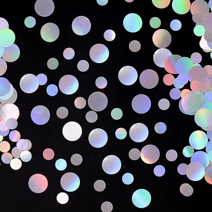 400PC Circle Dots Iridescent Confetti for Birthday Decorations Round Table Scatter for Wedding Baby Shower Bachelorette Bridal Shower Party Supplies