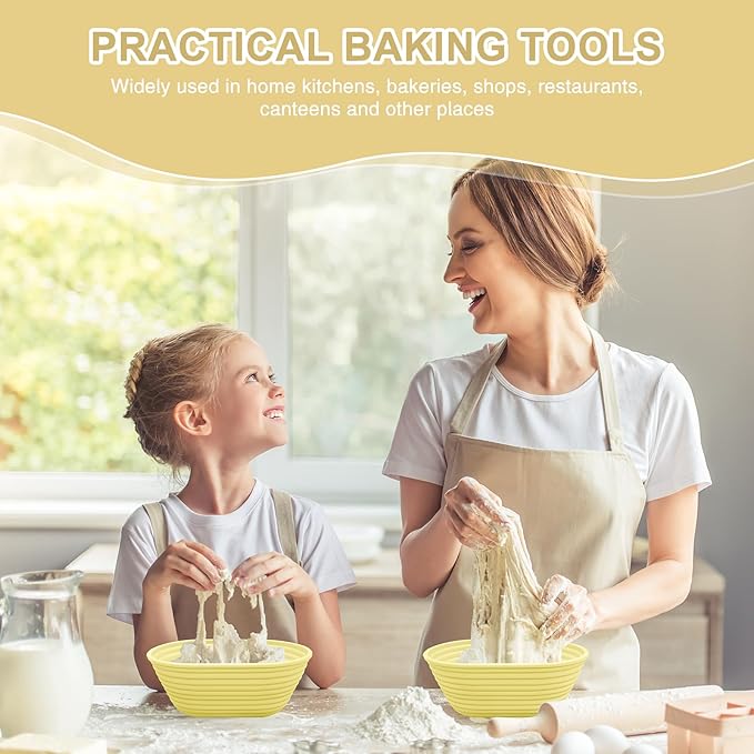 Silicone Banneton, Sourdough Bread Baskets (Set of 5, 6.5 Inch), Mini Oval Proofing Bowls, Bread Making Baking Supplies, Banneton proofing basket for Sourdough Baking