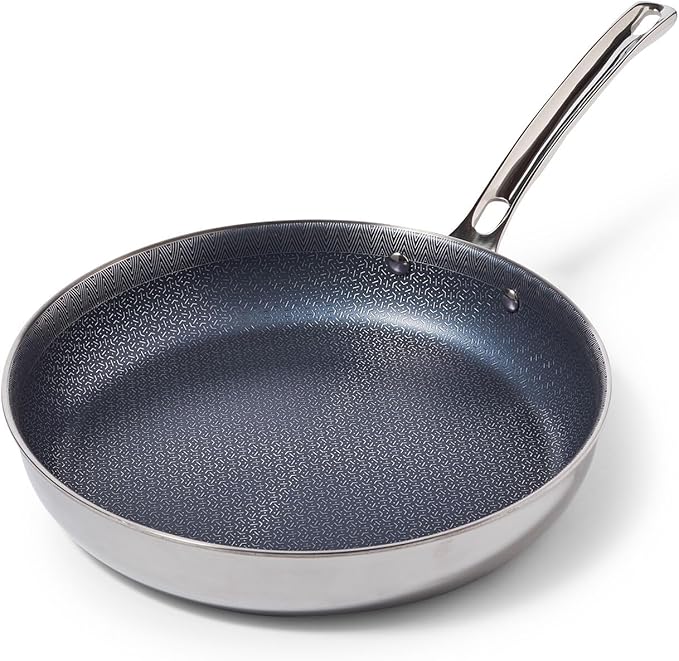 Viking 3-Ply Non Stick Frying Pan, 10 Inch Hybrid Plus Stainless Steel Kitchen Cookware, Silver