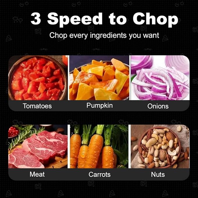 Food Processor, 3-Speed Electric Food Chopper with Vegetable Chopper & Meat Grinder - 2 Bowls (8 Cup Stainless Steel+8 Cup Glass), 300W, 2 Sets of 4 Bi-Level Blades for Vegetable/Fruits/Meat