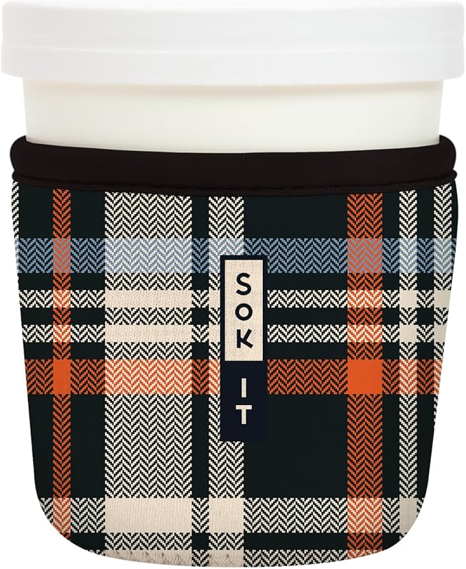 Sok It IceCreamSok Insulated Neoprene Cover (Fall Flannel, Tapered Ice Cream Pints)