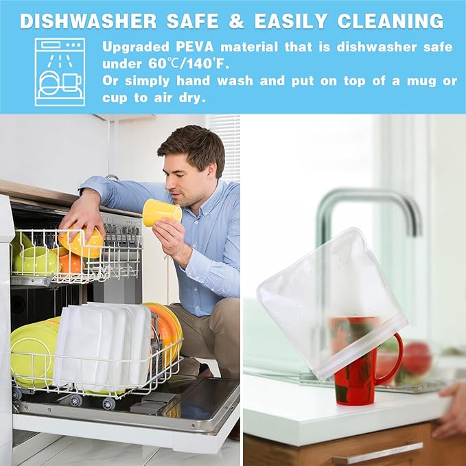 12 Pack Reusable Food Storage Bags Dishwasher Safe, Silicone Extra Thick Leak-proof Reusable Freezer Bags for Candy, Snack, Cereal, Travel Items, Home Organization