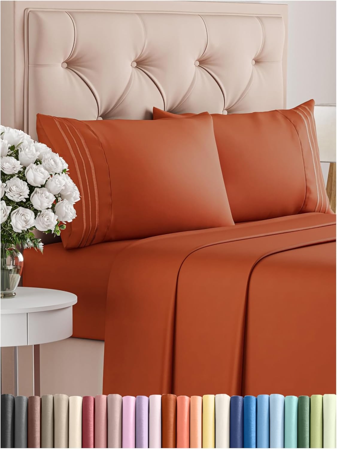 Cal King Size 4 Piece Sheet Set - Comfy Breathable & Cooling Bed Sheets Set - Hotel Luxury Bedding for Women, Men, Kids, Teens, Boys & Girls - Deep Pockets, Soft, Wrinkle Free - Oeko-Tex - Terracotta