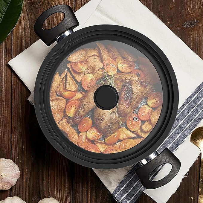 Universal Lid for Pots, Pans and Skillets, Tempered Glass Lid fit 9.5", 10", 11" Skillets, Pots, Frying Pans, Cast Iron, Crock Pot and Other Glass Covers Replacement