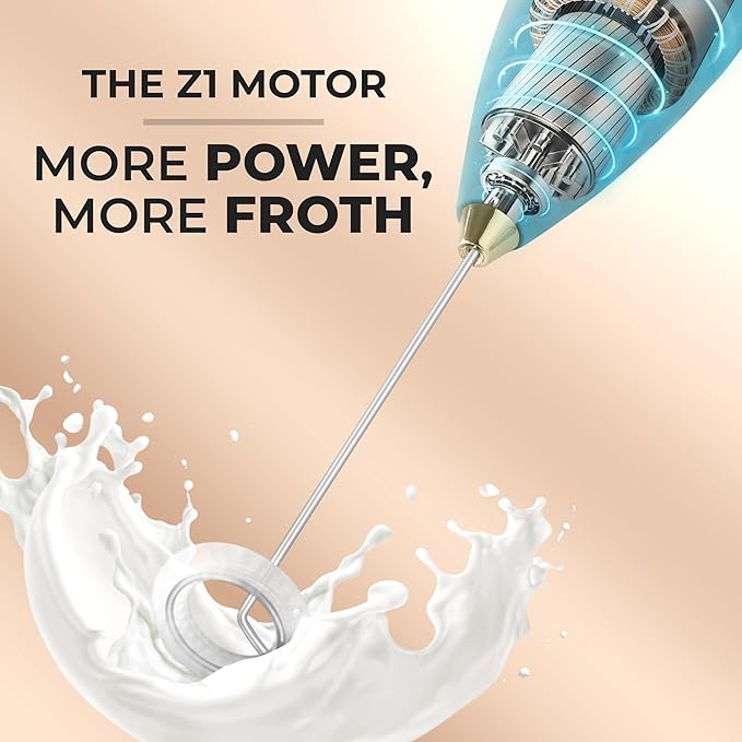 Zulay Kitchen Powerful Milk Frother Wand With 4 AA Duracell Batteries - Ultra Fast Handheld Drink Mixer - Electric Whisk Foam Maker for Coffee, Lattes, Cappuccino, Matcha & Creamer -