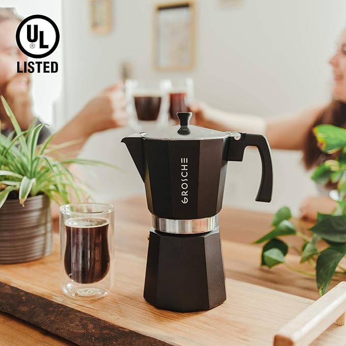 GROSCHE Milano Stovetop Espresso Maker Moka pot 12 espresso Cup - 23.6 fl oz, Black, Cuban Coffee Maker Stove top coffee maker Moka Italian espresso greca coffee maker brewer percolator