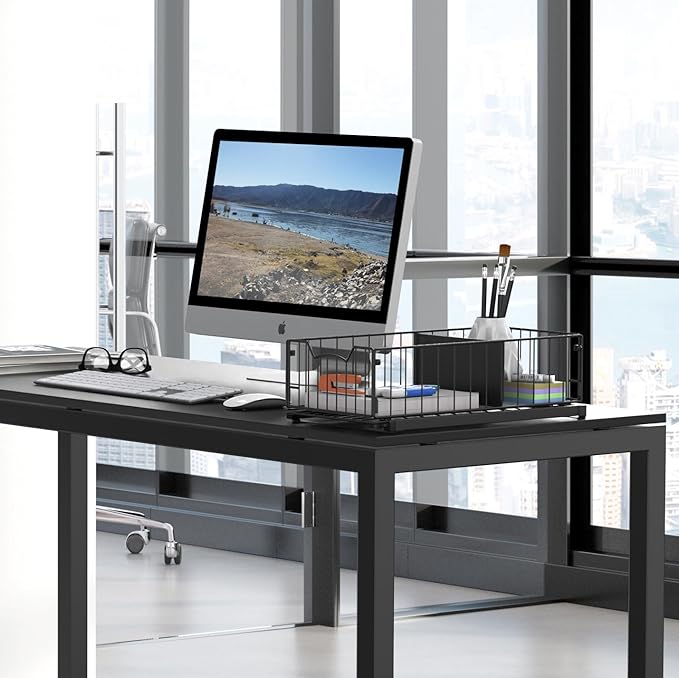 Simple Houseware Pull-Out Cabinet Sliding Basket Organizer, 17.2" D x 9.7" W x 5" H – Black, Ideal for Kitchen and Bathroom Cabinet Storage, Under Sink or Pantry Organization