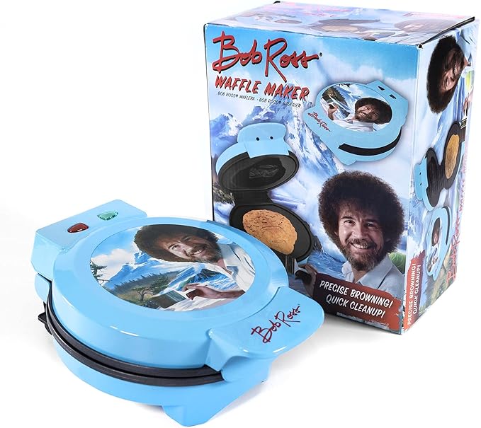 Uncanny Brands Bob Ross Waffle Maker - Bob's Iconic Face on Your Waffles - Waffle Iron