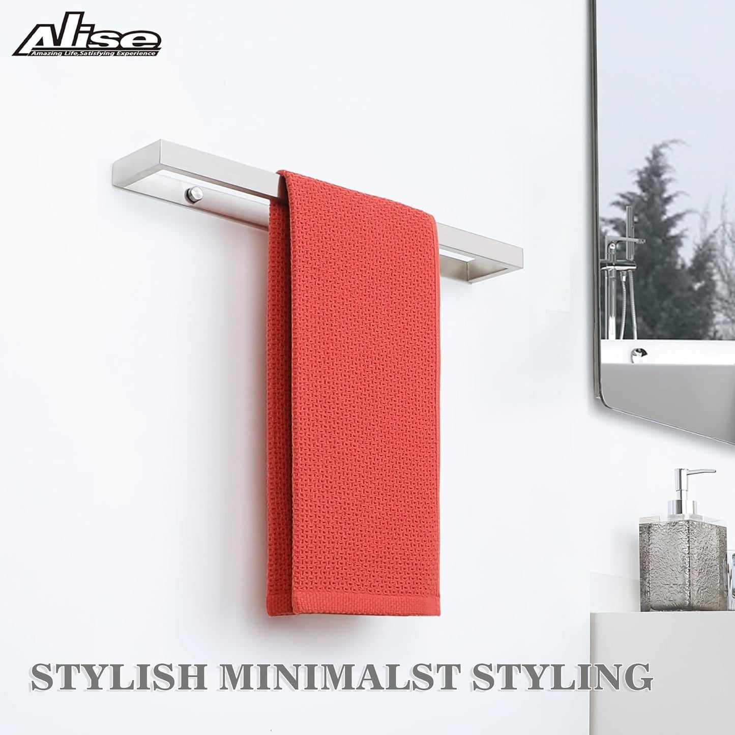 Alise Bath Towel Bar,Wall Mount Towel Holder Towel Rack Towel Hanger for Bathroom Lavatory,16 Inch SUS304 Stainless Steel Towel Rail,Brushed Finish GJF040-LS
