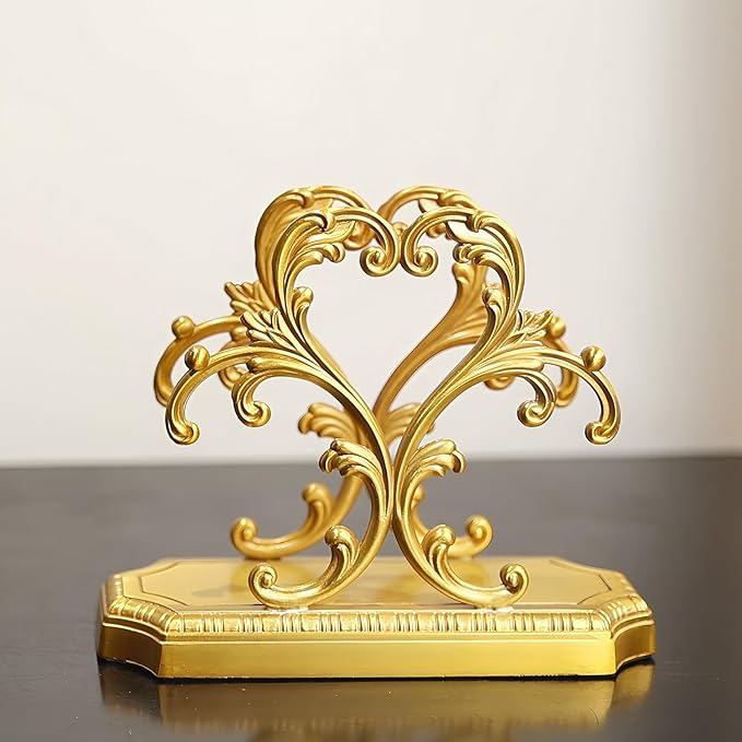 1 Gold Napkin Holder and 50 pieces of red and white paper napkins in classic gingham checkered design,Brass Napkin Holder,Modern Dining Table Decor