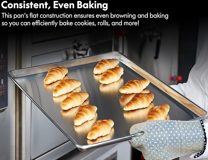 CURTA 12 Pack Aluminum Sheet Pan, NSF Listed Full Size 26 x 18 inch Commercial Bakery Cake Bun Pan, Baking Tray …