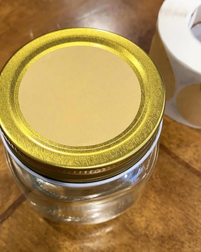 2 Inch Natural Brown Kraft Stickers (500 Per Roll), Round Blank Labels for Jars and Lid, Permanent Adhesive Kraft Stickers, Mason Jar Bottle Canning Labels