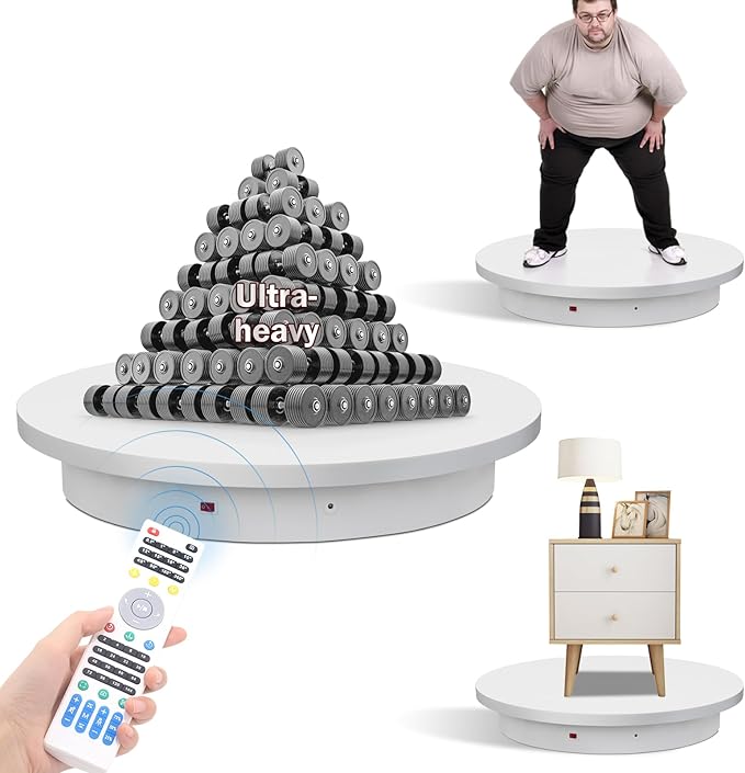 23.6In Remote Large Motorized electric turntable Rotating platform Photography Turntable Motorized lazy susan Base giratoria para for Photography,3D Scanner,Heavy duty display(Load Range:220~500lbs)