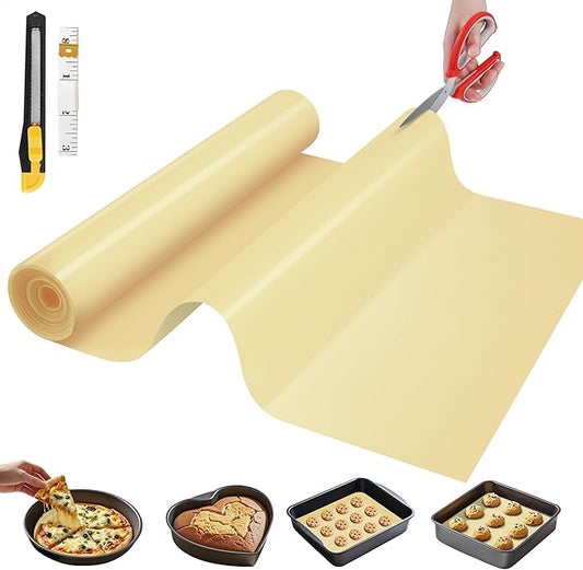 Silicone Baking Mat, 12 IN x 6 FT Free Cutting Baking Sheet,Non-Stick Reusable Dough & Pastry Mat,Non-Slip Silicone Mat Roll for Air Fryer Liner,Freeze Dryer,Oven Baking Pan,Kitchen Counter