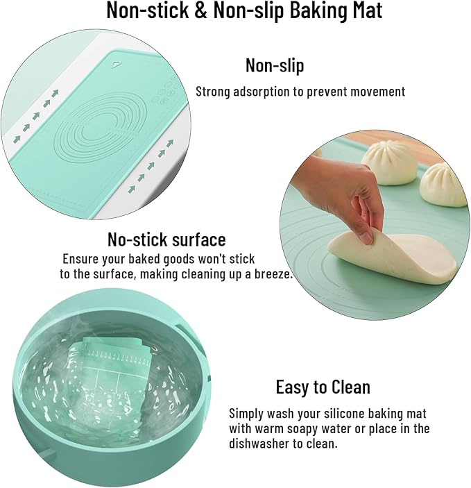 Silicone Baking Mat, 20"X28" Extra Large Non-stick Silicone Mat With High Edge, Food Grade Silicone Dough Rolling Mat For Making Cookies, Macarons, Multipurpose Mat, Countertop Mat, Placemat