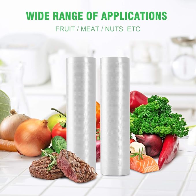 KOIOS Vacuum Sealer Bags for Food Vacuum Sealer Bags Rolls,8" x 16' Food Vacuum Rolls, Non-BPA Vacuum StorageBags for Food or Sous Vide, Seal a Meal, Heavy Duty (2 Rolls)