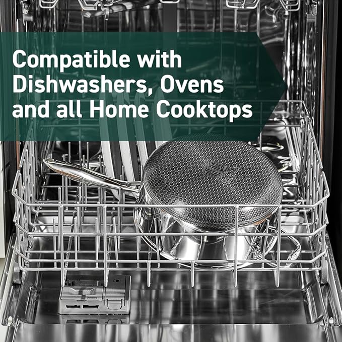 HexClad Hybrid Nonstick 5-Quart Saucepan with Tempered Glass Lid, Stay-Cool Handle, Dishwasher-Friendly, Oven-Safe Up to 900°F, Induction Ready, Compatible with All Cooktops
