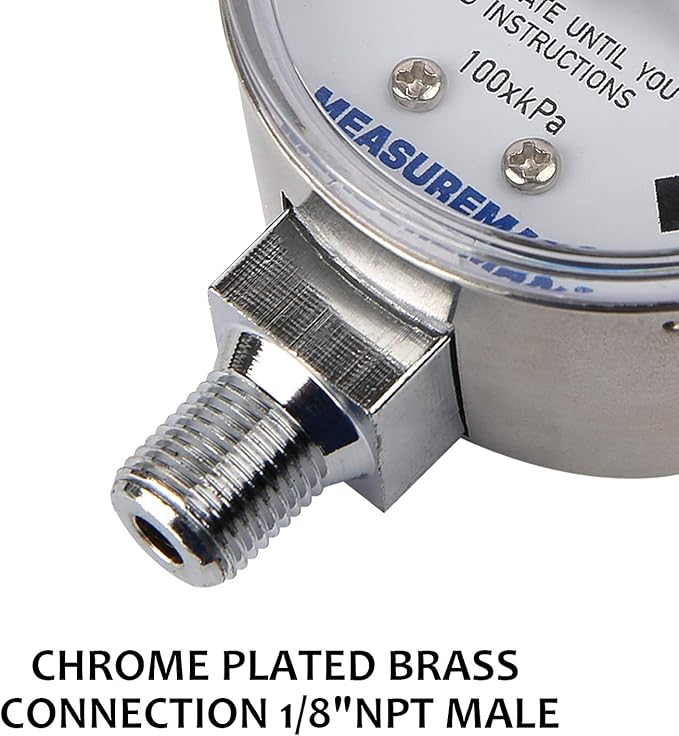 MEASUREMAN Stainless Steel Pressure Cooker Gauge, Pressure Canner Gauge, Steam Pressure Gauge, 2" Dial, Lower Mount, Including Hexagon Gasket and Nut