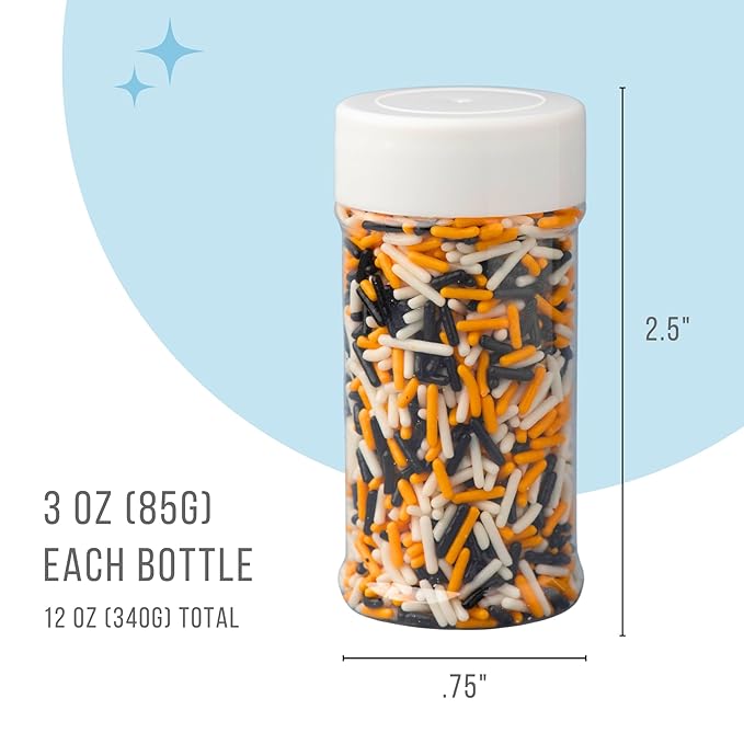 Sweets Indeed Sprinkles, 4 Pack, Edible Sprinkle Mix, Perfect for Cake Decorations, Baking, Ice Cream, Cookies, Cupcake Topper (Natural Halloween)