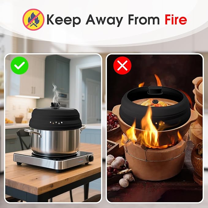 Microwave Splatter Cover Glass Microwave Cover for Food Collapsible Splatter Guard Lid with Silicone Handle for Pot Plate Bowl 9.8 Inch Black