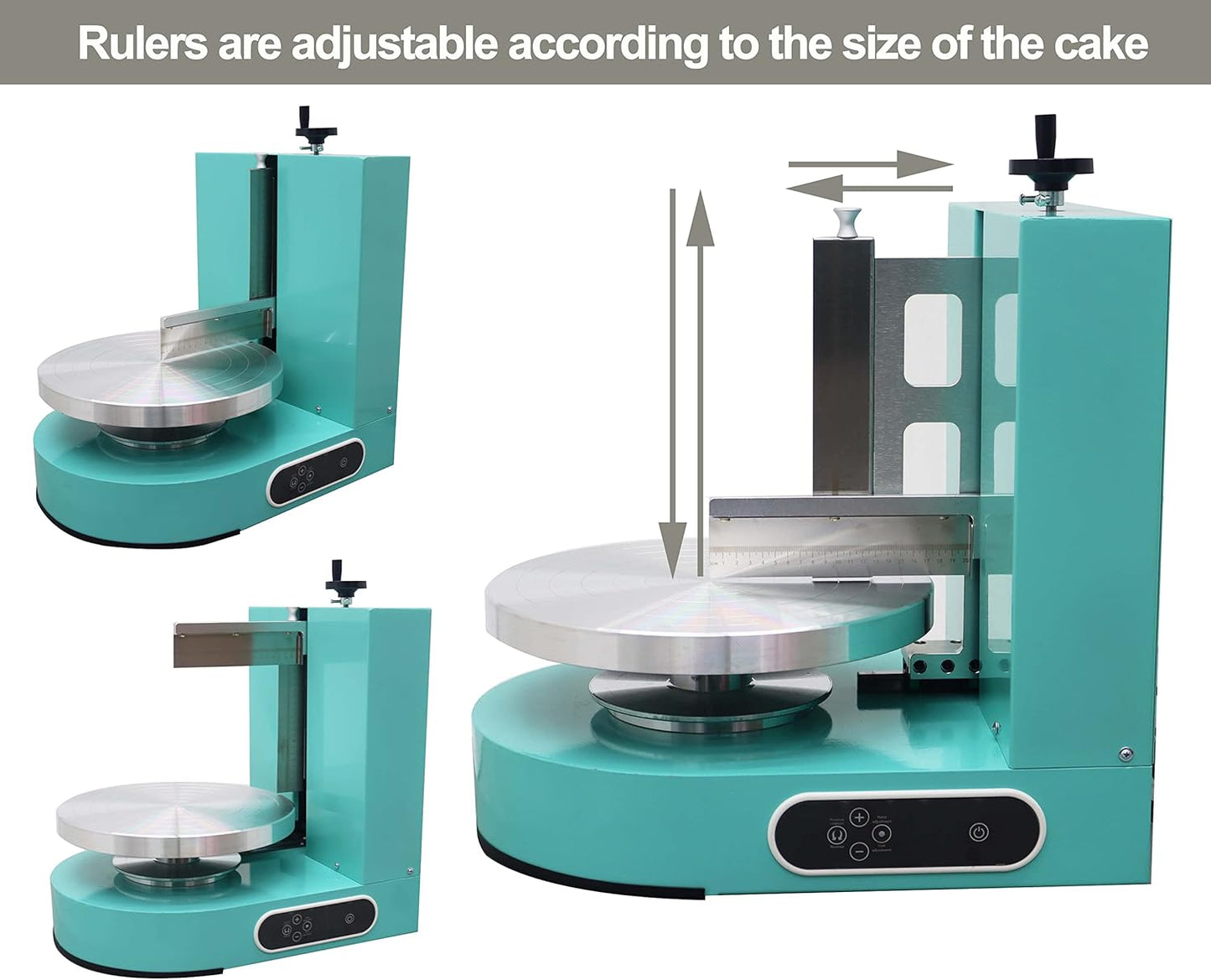 TECHTONGDA Cake Decorating Coating Machine Cream Spreading Automatic Frosting Turntable with Graduated Scraper 60-320RPM Rotating Speed for 4-12inch Cakes Green