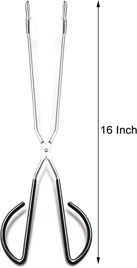 2Pcs 16 Inch Extra Long Stainless Steel Kitchen Scissor Tongs, Non-Slip Comfortable Red Grip, Heat Resistant for BBQ and Cooking