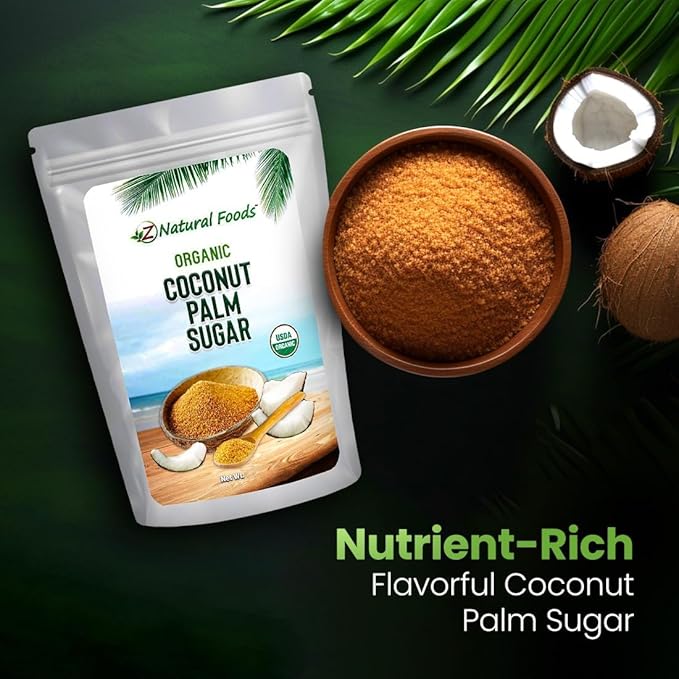 Z Natural Foods Organic Coconut Sugar - Nutrient-Dense, Flavorful & Unrefined Brown Coconut Sugar - Perfect for Tea, Coffee, Oatmeal, Deserts & Baking, Non-GMO, Vegan, Gluten-Free, 3 lbs