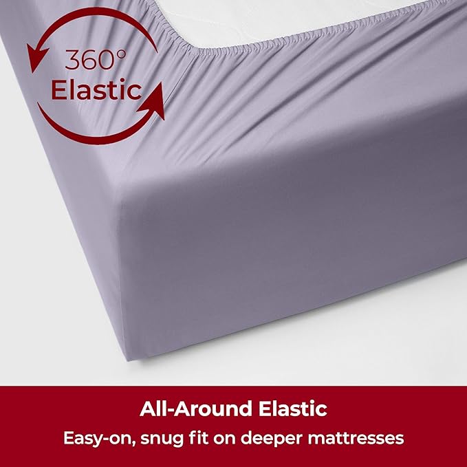 Mellanni Extra Deep Full Sheets - 4 PC Iconic Collection Bedding - Hotel Luxury, Ultra Soft, Cooling Bed Sheets - Wrinkle, Fade, Stain Resistant (Full, Lavender)