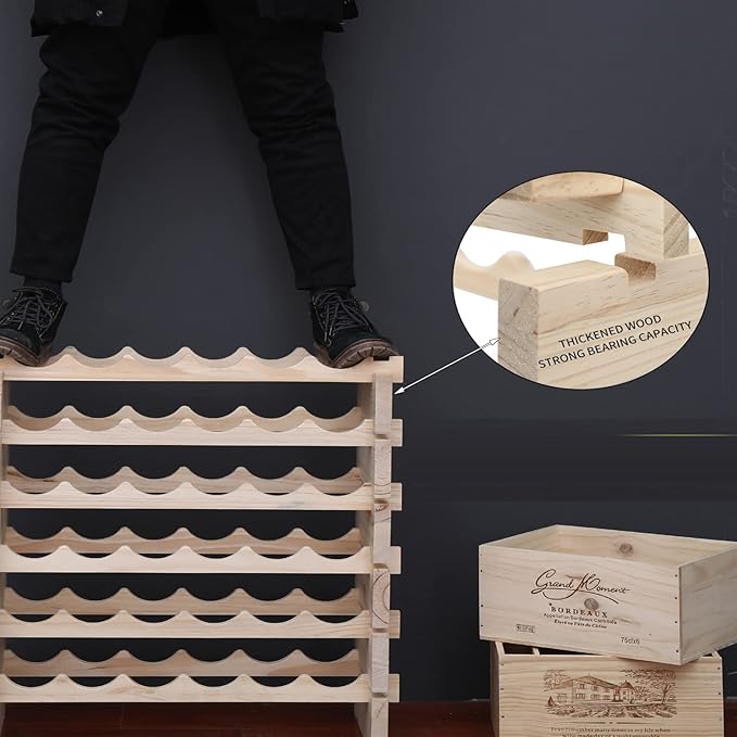 Wine Rack Cabinet Wooden Freestanding for Floor Stackable Storage Wine Bottle Holder (80 Bottles) (JJ)