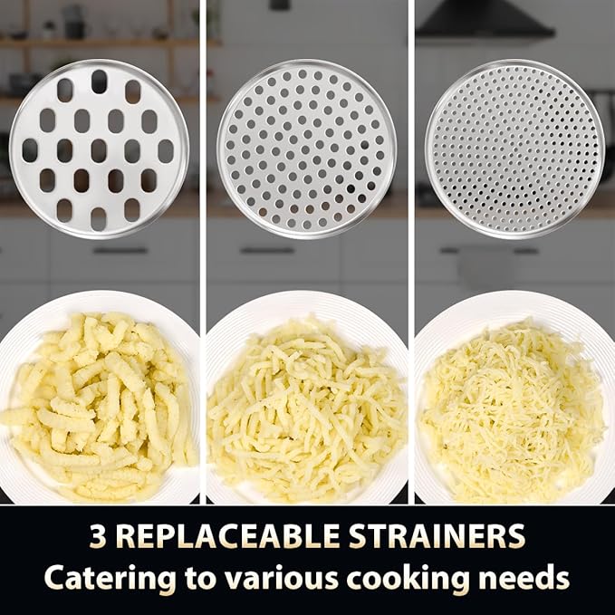 Potato Ricer, AMOHEE 15oz/425g Large Stainless Steel Potato Masher Upgrade Heavy Duty Design with Anti-Slip Handle Ricer for Mashed Potatoes & Food Press for Fruits, Carrots, Yams, Orange