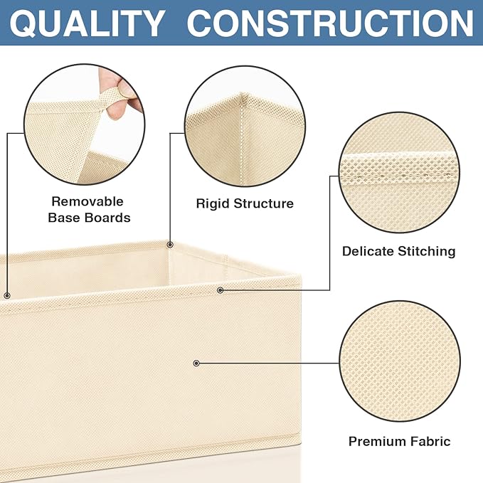 Criusia Drawer Organizer Clothes 12 Pack, Dresser Organizer for Nursery Bedroom Closet Organization and Storage - Baby Clothes Organizer Bins - Drawer Divider for Sock Underwear Bra Ties (Beige)