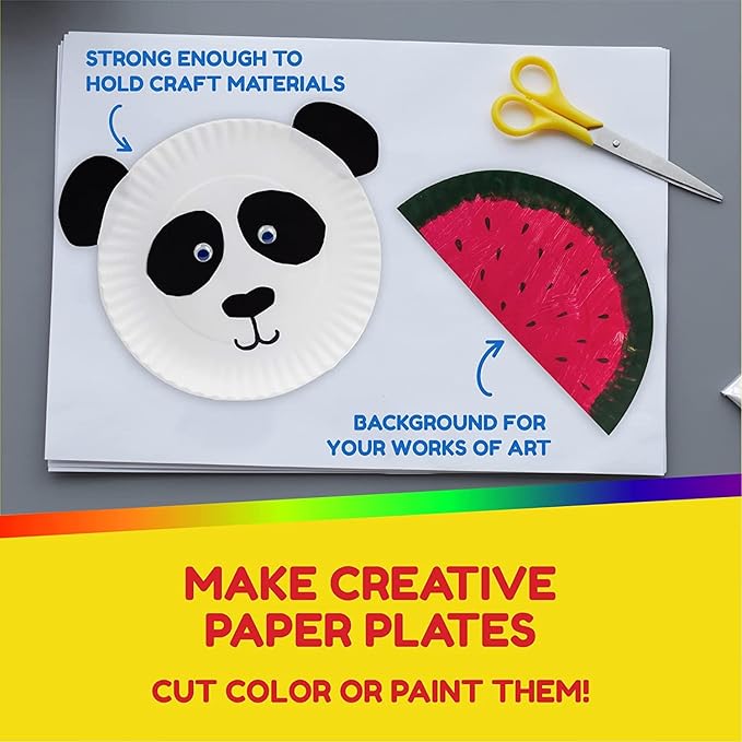 Hygloss Products 9" White Paper Plates - Uncoated - Use for Foodware, Events, Activities, Crafts Projects and More - Environmentally Friendly - Recyclable and Disposable - 9-Inches - Bulk-1200 Pack