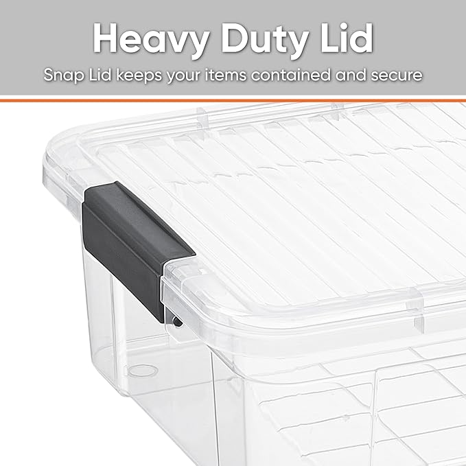 Superio Storage Bins with Lids, Clear Plastic Containers for Organizing, Stackable Totes, BPA Free, Odor Free, Organizer Boxes for Home, and Dorm (4 Pack, 13.7 Qt)