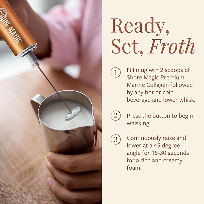 Premium Frother, High-Powered Handheld Whisker, Stainless Steel Mini-Blender for Homemade Lattes & Cappuccinos, Battery Operated Premium Frother, One Piece