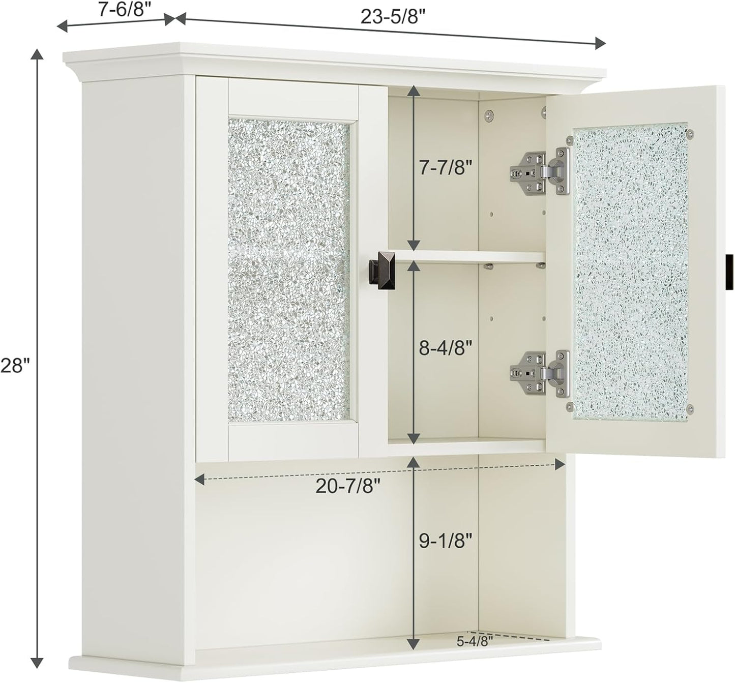 Bathroom Cabinet Wall Mount, Over Toilet Storage Cabinet with Glass Door Build-in Spirit Level Cupboard Hanging Medicine Cabinet for Bathroom Laundry Kitchen Living Room (Cream White)
